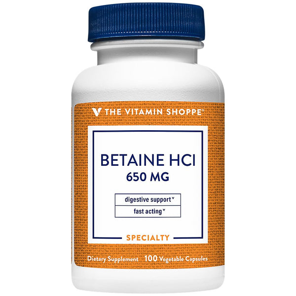 Image 1 of The Vitamin Shoppe Betaine HCl Fast-Acting Digestive Support 650 (100 Vegetable Capsules)
