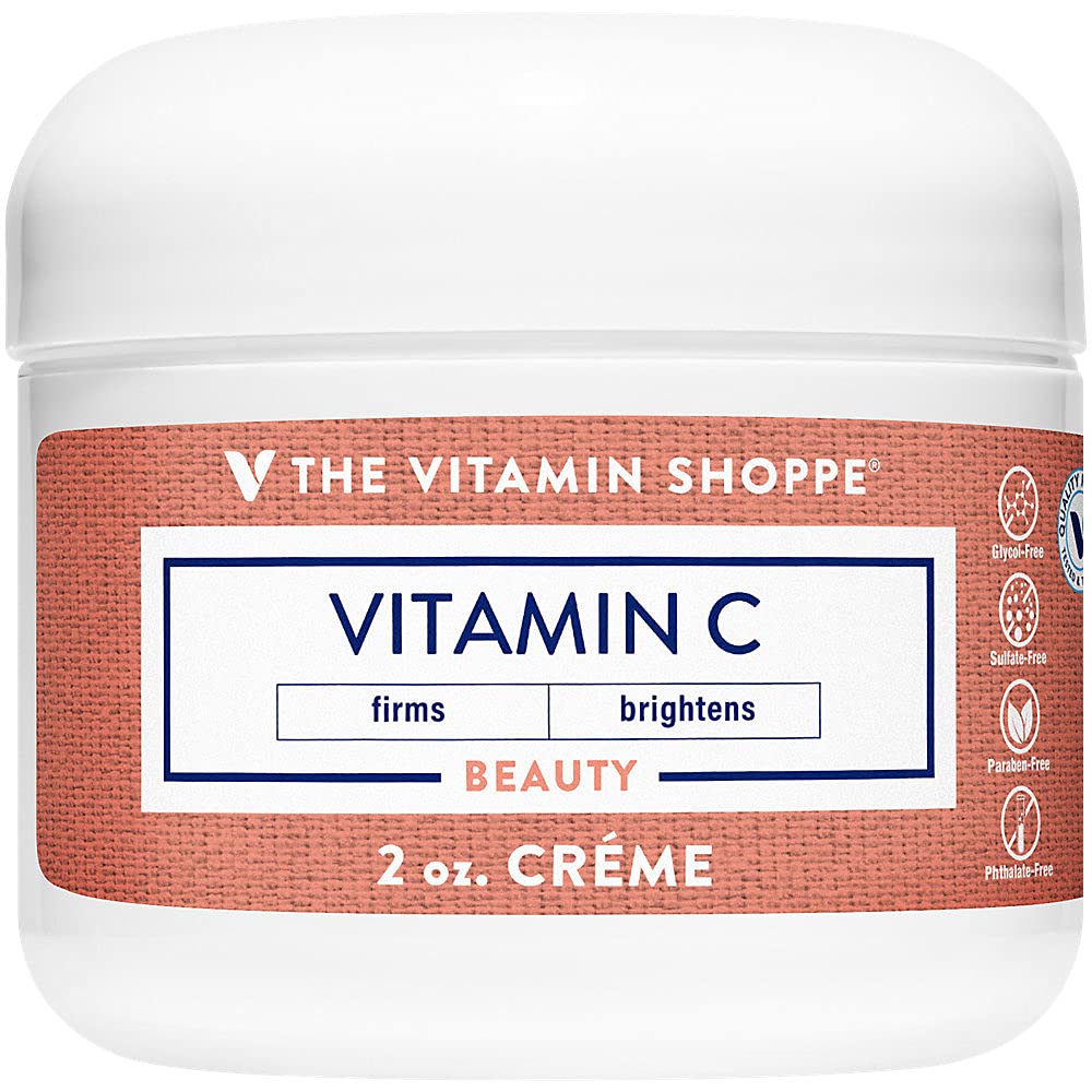 The Vitamin Shoppe Vitamin C Cream - Skin Brightening & Firming | Anti-Aging Face Moisturizer | 2 oz Jar | Antioxidant Skincare