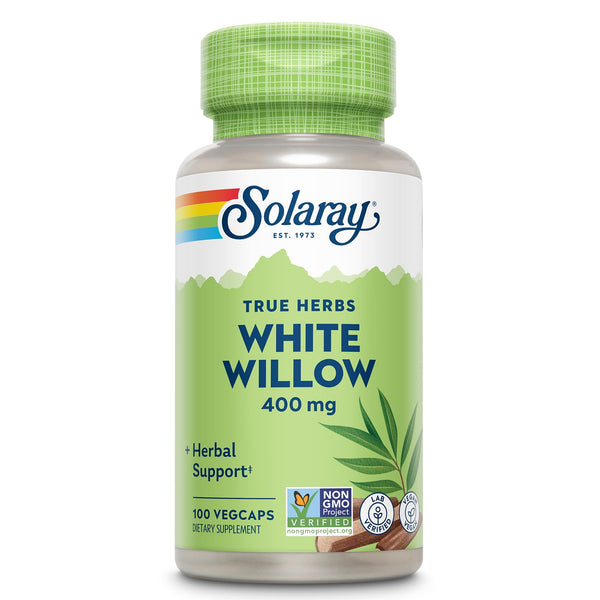 SOLARAY White Willow Bark Capsules 400 mg for Men & Women - Natural Herbal Supplement, White Willow Herb Caps for Wellness Support, Non GMO, Vegan - 100 Veg Caps
