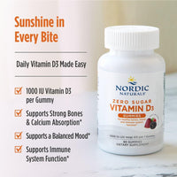 Thumbnail for Nordic Naturals Zero Sugar Vitamin D3 Gummies, Wild Berry - 60 Gummies - 1000 IU Vitamin D3 - Great Taste - Healthy Bones, Mood & Immune System Function - Non-GMO - 60 Servings