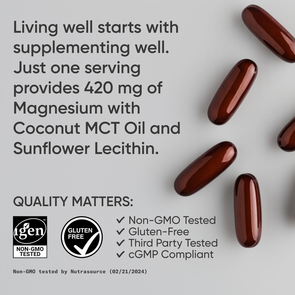 Sports Research® Magnesium Oxide 420mg with Coconut MCT Oil - Magnesium Supplement for Muscle, Nerve, and Bone Support* - Gluten-Free, Non-GMO - 90 Softgels