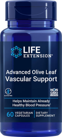 Thumbnail for Life Extension Advanced Olive Leaf Vascular Support, Olive Extract, Celery Extract, oleuropein, Blood Pressure Health Support, Cardiovascular Health, Vegetarian, Gluten-Free, Non-GMO, 60 Capsules