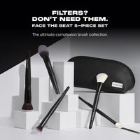 Thumbnail for Morphe Face The Beat Makeup Brushes - 5 Piece Makeup Brush Set with Foundation, Blush, Contour & Blending Brushes - Made with Synthetic Bristles & Includes Makeup Brush Case (5 Count)