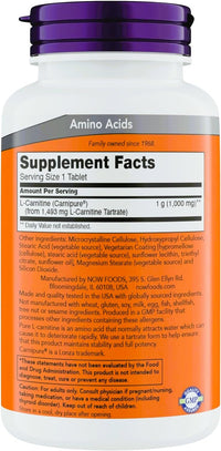 Thumbnail for Now Supplements L-Carnitine 1000mg - 150 Tablets Value Size, Supports Lean Muscle Growth, Carnipure, Non-GMO, Kosher, Ideal for Vegans, Athletes, and Energy Support