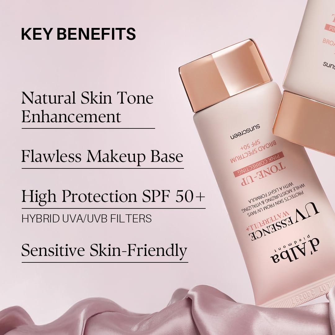 d'alba Piedmont Waterfull Tone-Up Sunscreen Serum BROAD SPECTRUM SPF 50 + Korean Sunscreen for Face, All Skin Tones (1.69 fl.oz.)