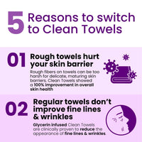 Thumbnail for Clean Skin Club Healthy Aging Clean Towels® XL, Smooths Fine Lines Wrinkles & Texture in 6 weeks, Treated for Extra Softness, Disposable Face Towels, Anti Aging Makeup Remover Dry Wipe, 50 count