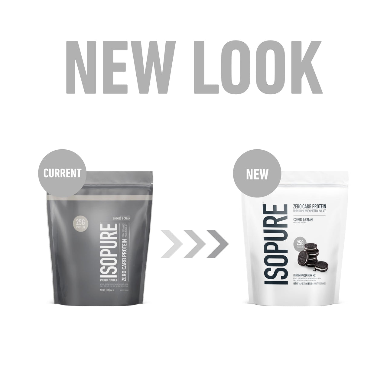 Isopure Zero Carb 100% Pure Whey Isolate Protein Powder, Lactose Free, Gluten Free, With Vitamins, Cookies & Cream, 25g Protein Per Serving, 1 Lb, 15 Servings (Packaging May Vary)