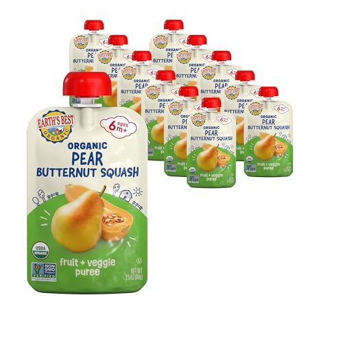 Image 1 of Default Title for the product Earth's Best Organic Pear Butternut Squash Fruit + Veggie Puree 3.5 oz Pouch (Pack of 12)