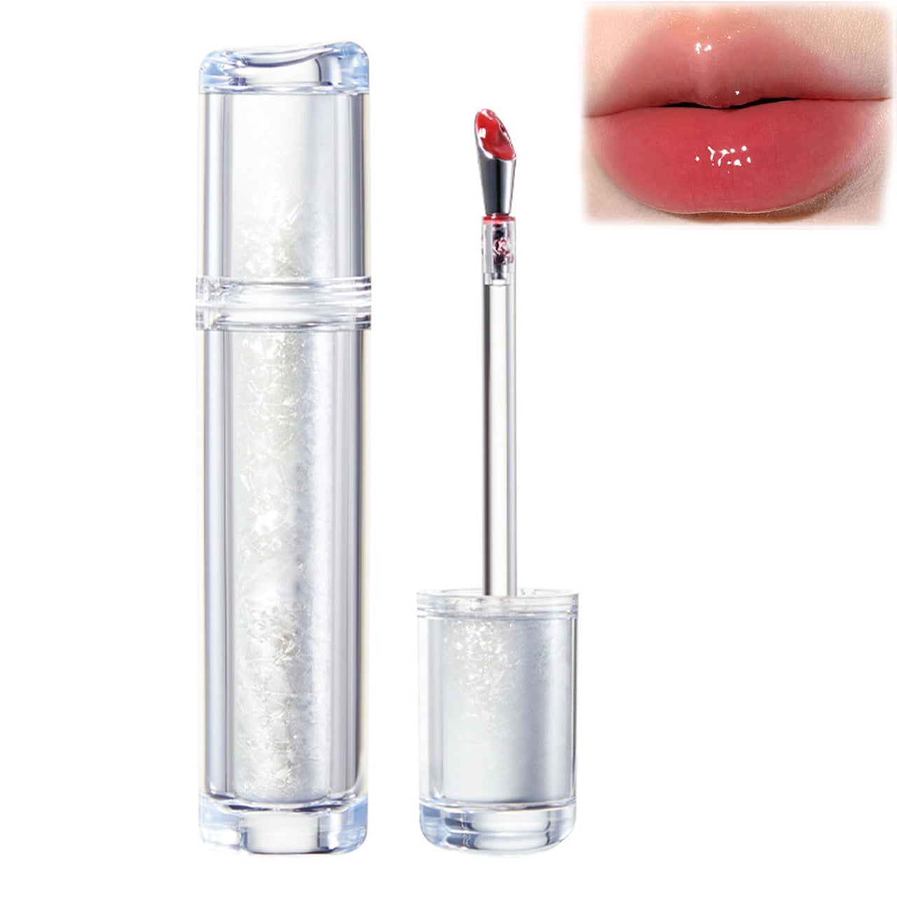 Ice Watery Lip Gloss, Mirror Lip Glazes, Jelly Hydrating Moisturizing Nonstick Transfer Proof Tinted Gloss Liquid Lipstick (03 Cherry Cold Brew)