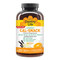 Thumbnail for Country Life Cal-Snack - Chewable Calcium Magnesium Supplement wafers with Vitamin D3, Easy to Digest, Vanilla Orange Flavor, Dietary Supplement