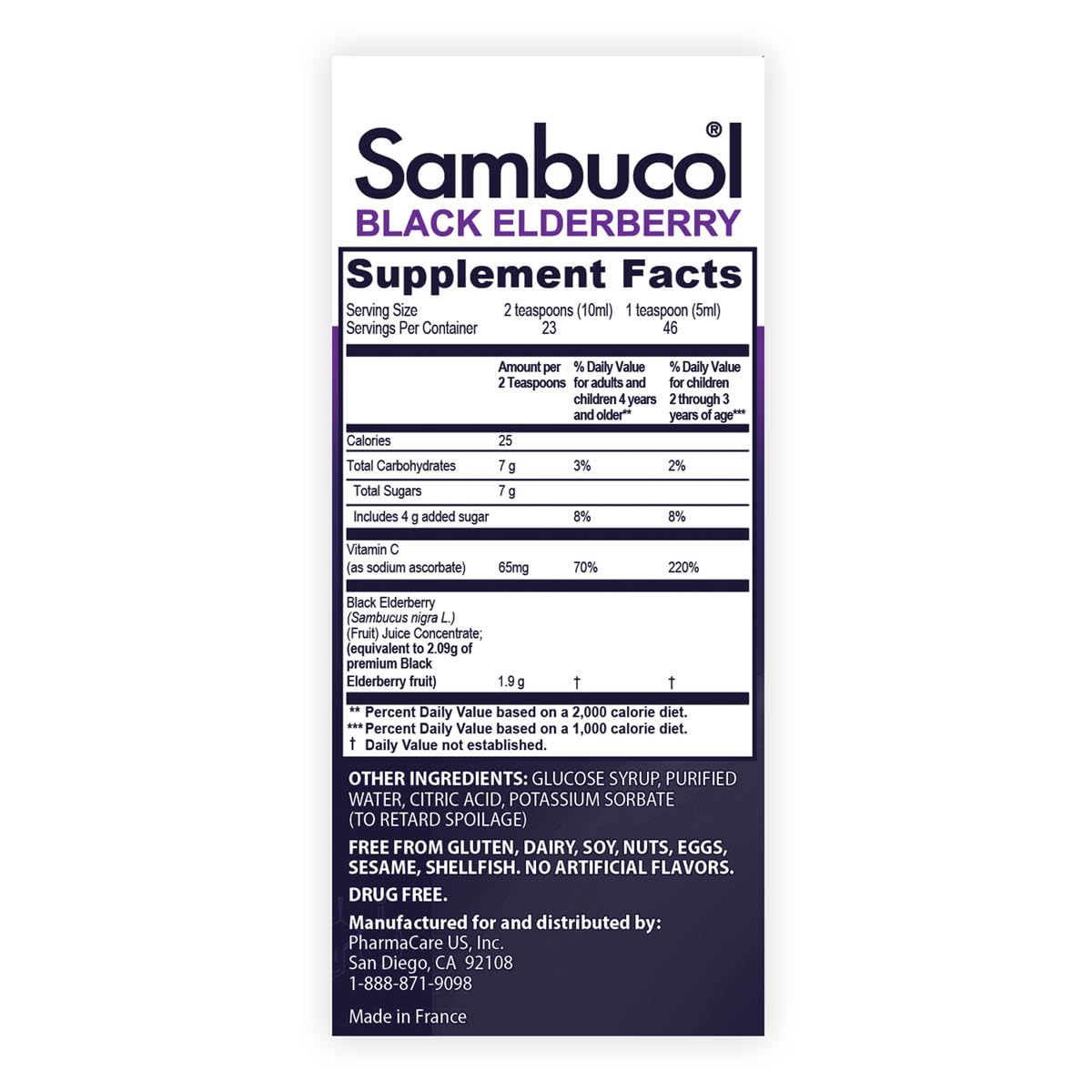 Sambucol Black Elderberry Syrup for Kids - Elderberry Liquid with Vitamin C for Kids, No Artificial Flavors, High Antioxidants, Daily Wellness Support, Berry Flavor - 7.8 Fl Oz
