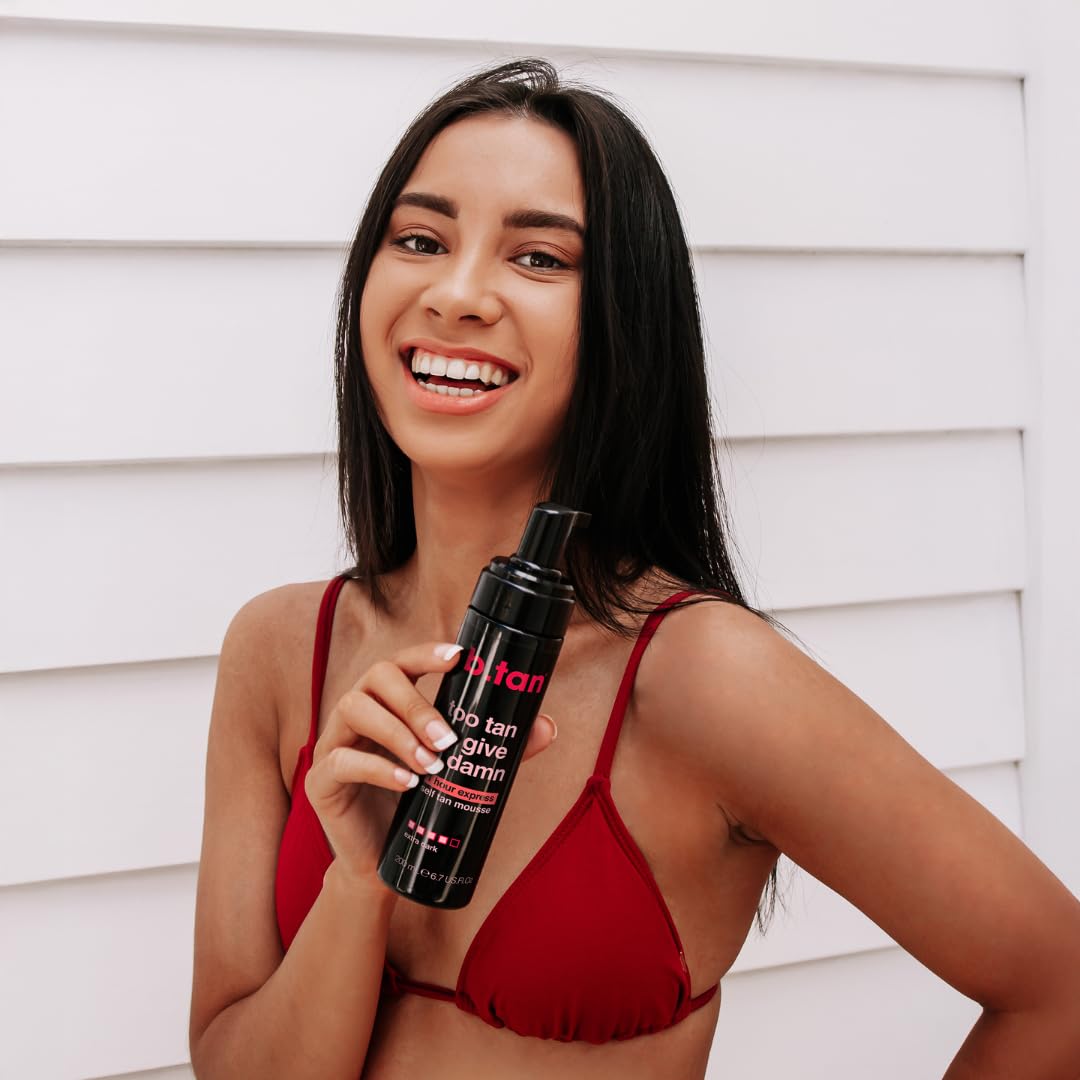 b.tan Ultra Dark Self Tanner Mousse | Too Tan - Best, 1 Hour Express Sunless Tanning Foam, Gold Bronzing Glow, No Fake Tan Smell, Face & Body, Vegan, Cruelty & Paraben Free, 6.7 Fl Oz