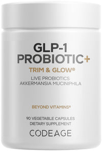 Thumbnail for Codeage GLP-1 Probiotic+ - Live Probiotics Akkermansia, Clostridium, Bifidobacterium, Chicory Inulin Probiotic, Prebiotics & Postbiotics Supplement - 500 Million AFU, 3-Month Supply - 90 Capsules