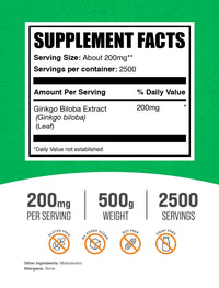 Thumbnail for BulkSupplements.com Ginkgo Biloba Extract Powder - from Ginkgo Biloba Leaf, Antioxidant Source, Herbal Supplement - Gluten Free, 200mg per Serving, 500g (1.1 lbs) (Pack of 1)