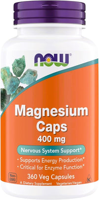 Thumbnail for Now Supplements Magnesium 400mg - Enzyme Function*, Nervous System Support* - Magnesium Supplement for Men and Women, Kosher, Vegan, 360 Veg Capsules