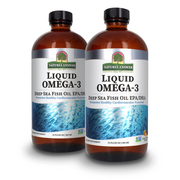 Nature's Answer Liquid Omega-3 | Deep Sea Fish Oil with EPA/DHA Dietary Supplement | Cardiovascular Support | No Preservatives & Gluten-Free 16oz (Pack of 2)