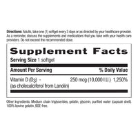 Thumbnail for Country Life Vitamin D3 10,000 IU – High Potency, Non-Fish Source | Bone, Immune & Colon Health Support | 60 Softgels | Certified Gluten-Free, Clean Formula with MCT Oil for Better Absorption