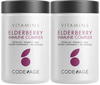 Thumbnail for Codeage Organic Black Elderberry Supplement - Vitamin C, D, Zinc - Fermented Black Elderberries Vitamins - Elderberry Fruit Extract Pills Concentrate – Sambucus Berries Flavonoid - Vegan - 2 Pack