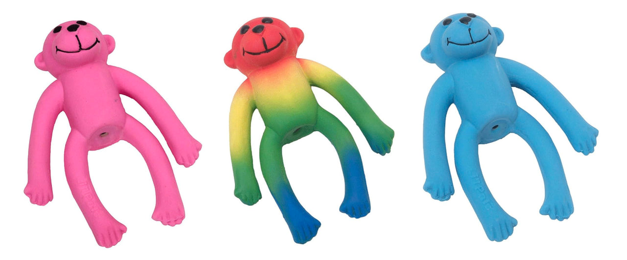 4 Inch Tiny Latex Dog Toy Cute Little Mini Monkey Squeaker for Small Breeds and Puppies (Rainbow)