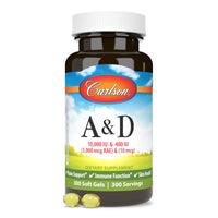 Thumbnail for Carlson - A & D, 10000 IU (3000 mcg RAE) Vitamin A, 400 IU (10 mcg) Vitamin D3, Vision Support, Skin Health, 300 Soft Gels