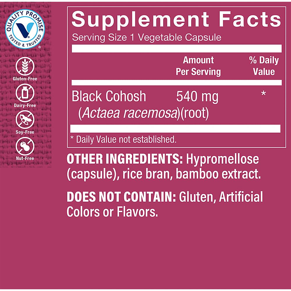 The Vitamin Shoppe Black Cohosh Root Supports WomenaTMs Health (90 Vegetable Capsules)