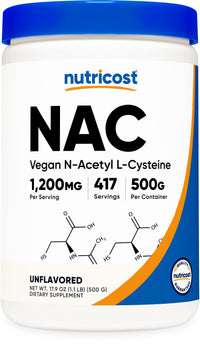 Thumbnail for Nutricost N-Acetyl L-Cysteine (NAC) Powder 500 Grams - Vegan NAC, Non-GMO, Gluten Free