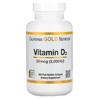 Thumbnail for California Gold Nutrition Vitamin D3, 50 mcg (2,000 IU), 360 Fish Gelatin Softgels, 2 Pack