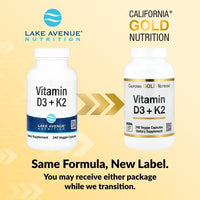 Thumbnail for Lake Avenue Nutrition, Vitamin D3 + K2, 240 Veggie Capsules