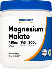 Thumbnail for Nutricost Magnesium Malate Powder (300g) - 420mg of Magnesium Per Serving - Non-GMO, Gluten Free