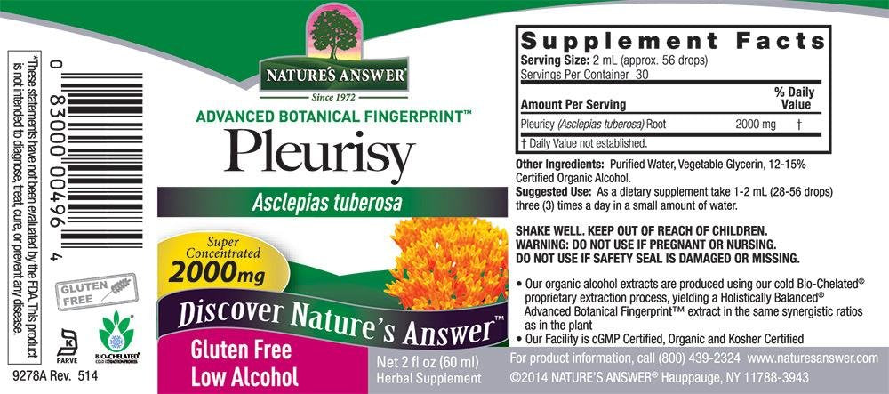 Nature's Answer Pleurisy Root with Organic Alcohol, 2-Fluid Ounces