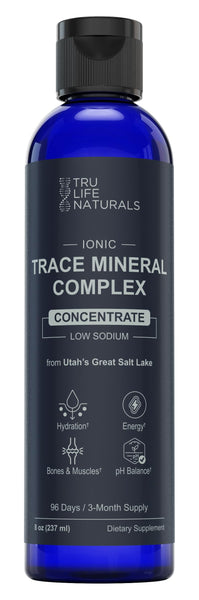 TRULIFE NATURALS Trace Mineral Complex â€“ 8 oz (96 Servings) â€“ 72+ Ionic Minerals Concentrate/Magnesium, Chloride, Boron, Potassium/Supports Hydration & Electrolyte Balance