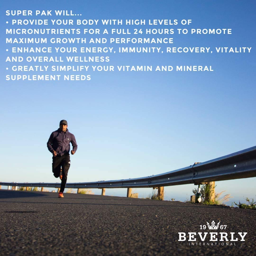 Beverly International Super Pak. 30 Packs. High-Potency Multivitamin, Daily Pack for Energy, Performance, Immune System Health. Custom-formulated for Athletes, Active Men and Women since 1970.