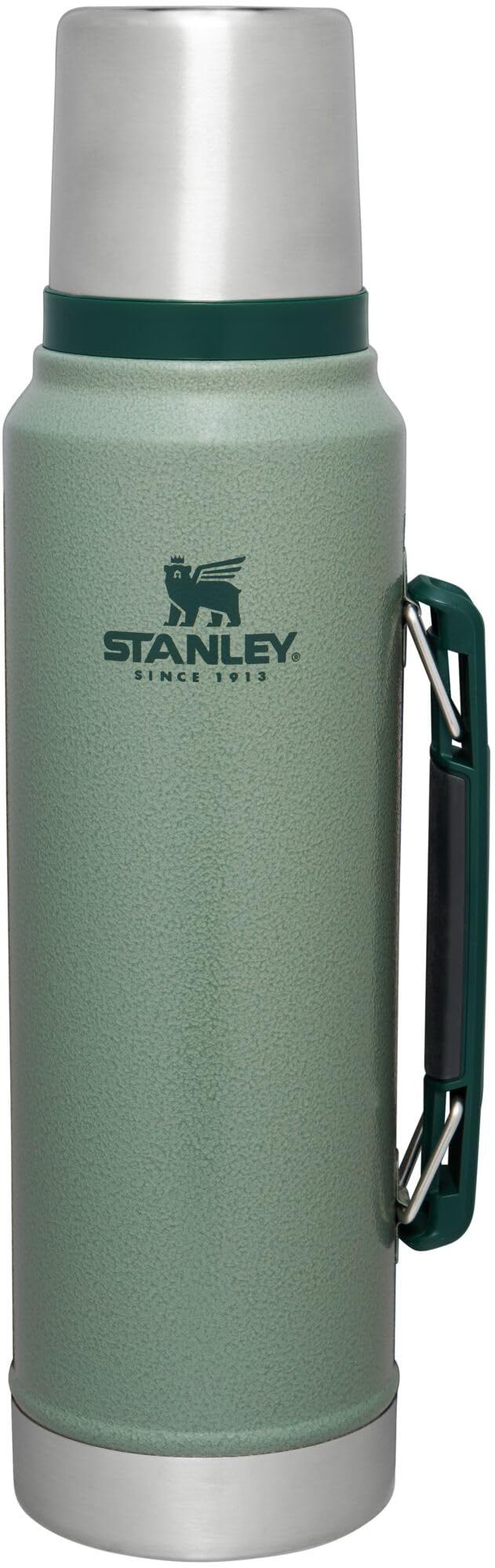 Stanley Classic Legendary Vacuum Bottle 1.1 qt | Wide Mouth with Leakproof Cup Lid | Keep Drinks Hot or Cold | Packable for Travel | Insulated Stainless Steel Thermos | BPA-Free | Hammertone Green