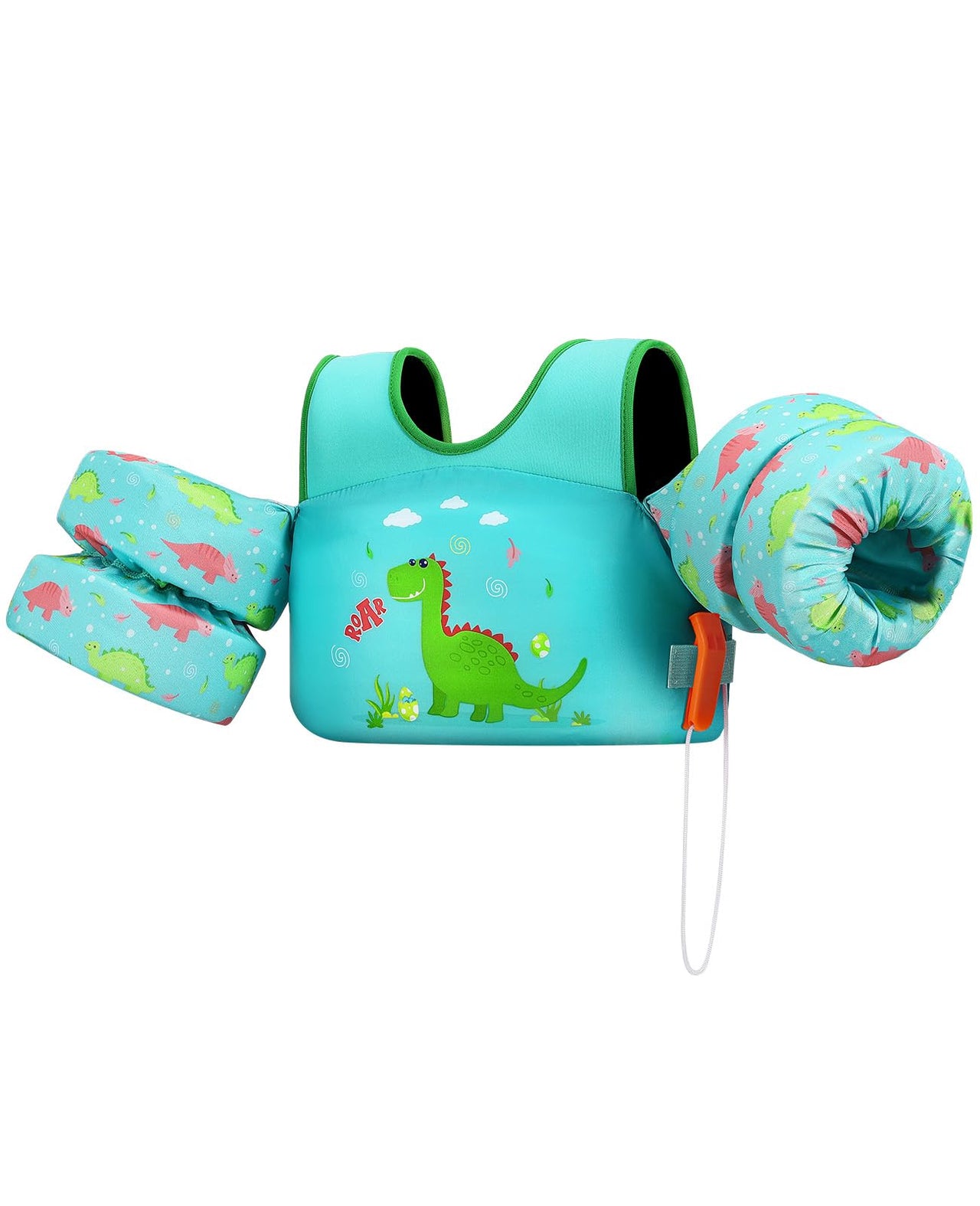 HeySplash Swim Vest for Kids, Toddler Pool Floaties Fit 33-66 Lbs, Children Swimming Vest with Adjustable Strap, Swim Jacket Water Wing Arm Float, Puddle Beach Boat Jumper Boy Girl,Dinosaur