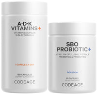 Thumbnail for Codeage Daily ADK Vitamin & Probiotic Bundle – Vitamin A Retinyl Palmitate, Vitamin D3 Cholecalciferol, Vitamin K, 50 Billion CFU SBO Probiotic Blend, Non-GMO