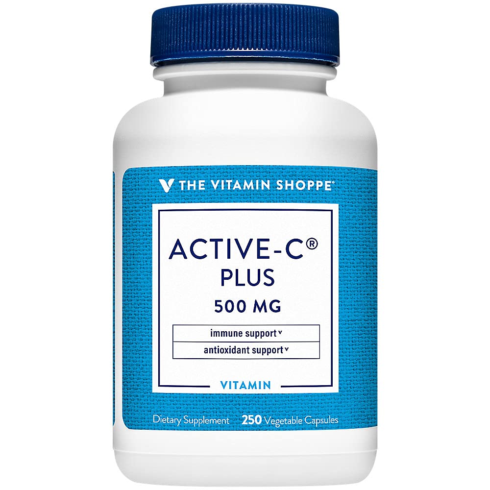 The Vitamin Shoppe Active-C Plus, 500 MG - Vitamin C Antioxidant for Immune Health (250 Capsules)