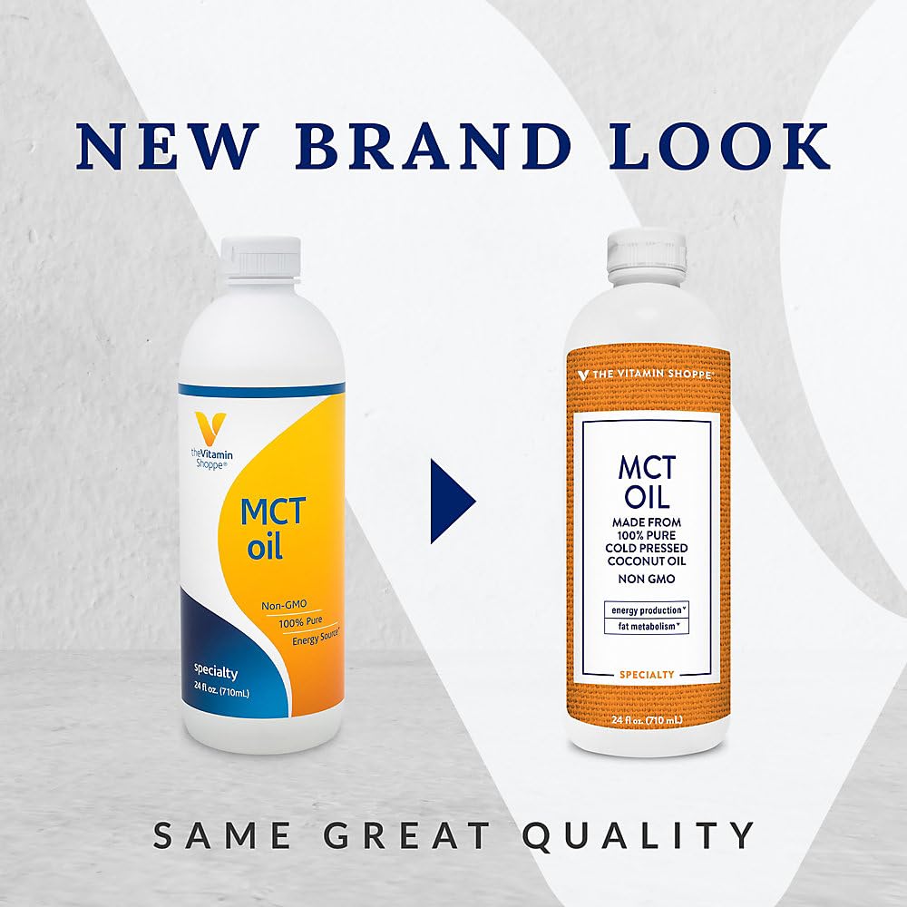 The Vitamin Shoppe MCT Oil, 100% Pure Liquid MCT Oil Specialty Supplement, Non-GMO, Energy Source, Keto-Friendly Supplement, Easy to Mix (24 Fluid Ounces Oil)