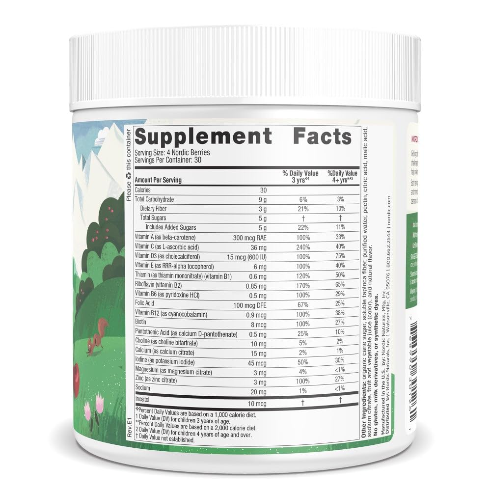 Nordic Naturals Nordic Berries, Cherry Berry - 120 Gummy Berries - Great-Tasting Multivitamin for Ages 2+ - Growth, Development, Optimal Wellness - Non-GMO, Vegetarian - 30 Servings