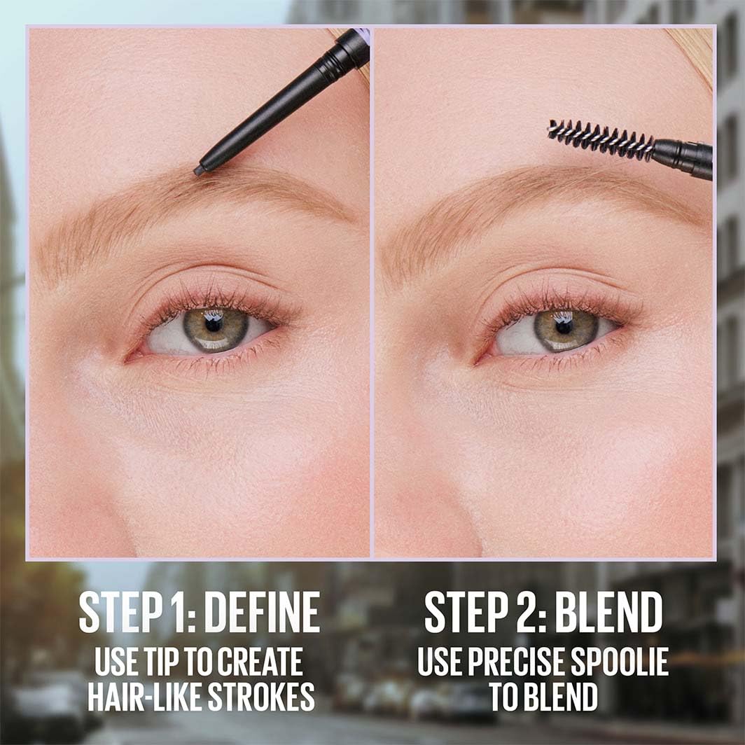 Maybelline Express Brow Ultra Slim Eyebrow Makeup, Brow Pencil with Precision Tip and Spoolie for Defined Eyebrows, Ash Brown (Packaging May Vary)