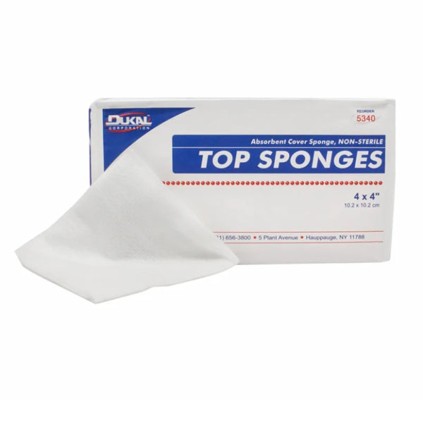Dukal Top Sponges - Non-Sterile Latex Free, 4" x 4" - Model 5340 - Bag of 100