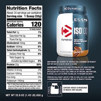 Thumbnail for Dymatize ISO100 Whey Protein Powder Isolate, Chocolate Peanut Butter, 25g of Protein, 20 Servings, 5.5g BCAAs, Less Than 120 Cal., Gluten Free, 1g Fat, 1g Sugar, 2g Carb
