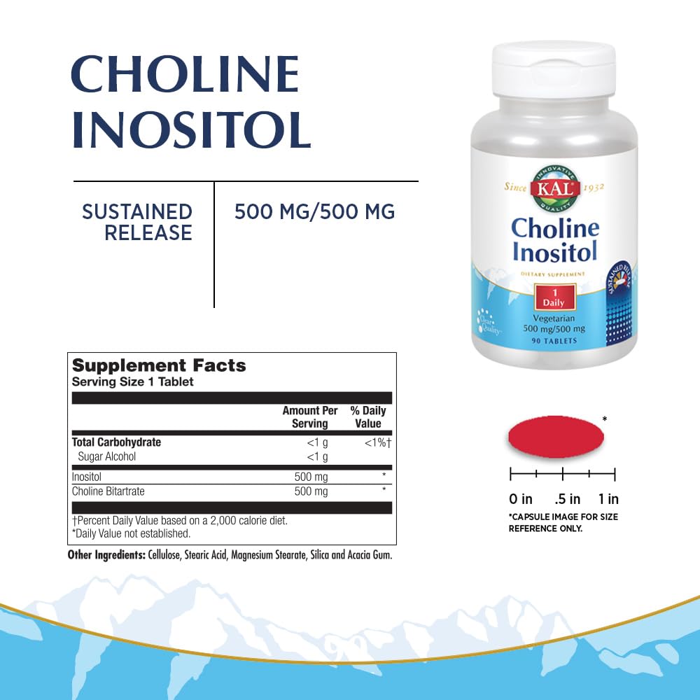 KAL Choline Inositol Tablets 195/500 mg 90 Count