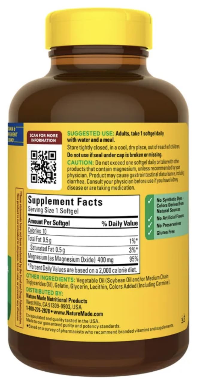 Nature Made Extra Strength Magnesium 400 mg., 180 Softgels