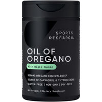 Thumbnail for Sports Research® Oil of Oregano 9500mg w/Black Seed Oil & Coconut MCT Oil - Antioxidant Combination Supplement Rich in Thymoquinone & Carvacrol - Gluten Free · Non-GMO - 60 Softgels