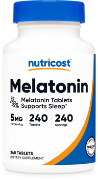 Thumbnail for Nutricost Melatonin 5mg, 240 Tablets - 5mg Per Serving, Non-GMO, Gluten Free