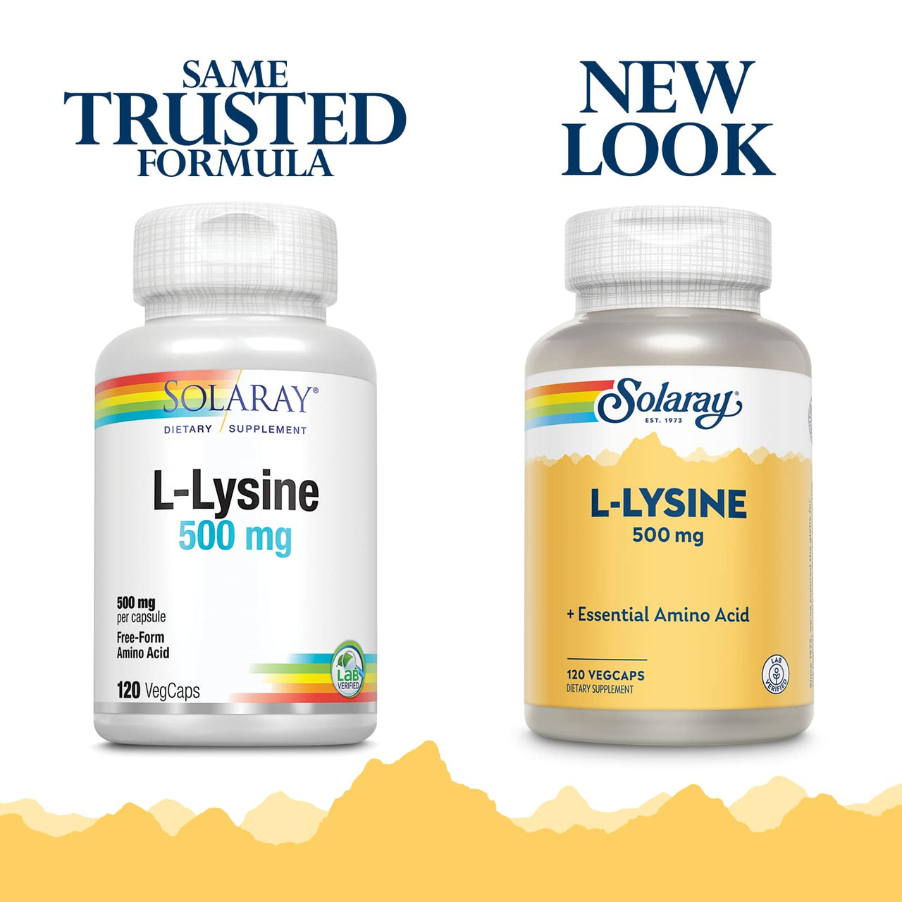 SOLARAY L Lysine 500 mg Capsules - Free-Form Essential Amino Acids Supplement - Powerful Wellness Support with L-Lysine Amino Acid - Lab Verified, 60-Day Guarantee, 120 Servings, 120 VegCaps