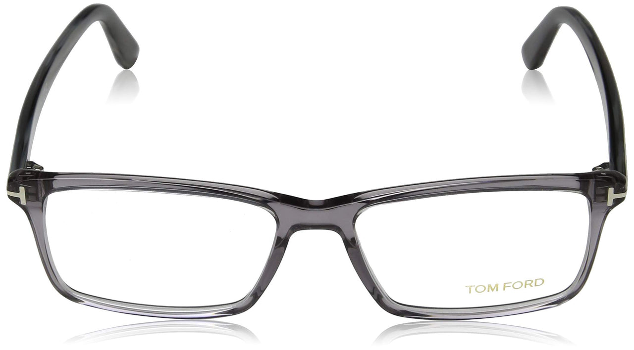 TOM FORD Men's TF 5408 Rectangular Eyeglasses 56mm, Transp. Grey, Grey Horn Effect Temples, Shiny Pall, 56/16/145