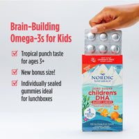 Thumbnail for Nordic Naturals Zero Sugar Children’s DHA Gummy Chews, Tropical Punch - 45 Gummy Chews for Kids - 600 mg Total Omega-3s - Brain Development, Learning, Healthy Immunity - Non-GMO - 45 Servings