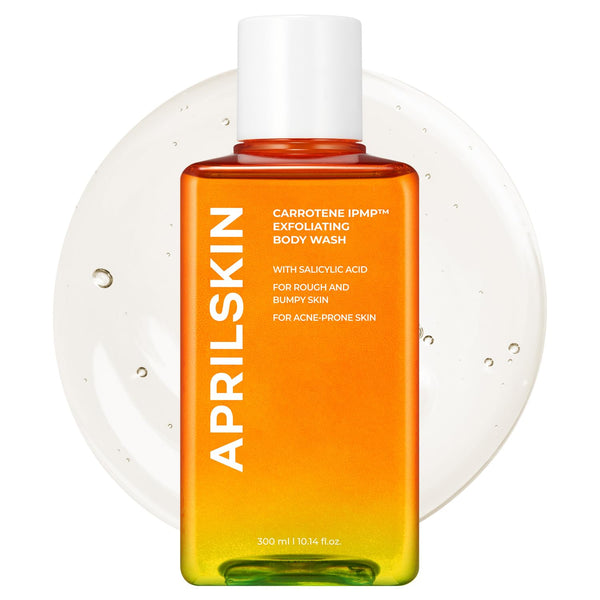 APRILSKIN Carrotene IPMP™ Exfoliating Body Wash | Salicylic Acid Body Wash Improve Rough & Bumpy Skin, Body Acne, Keratosis Pilaris with Niacinamide & Ceramides | Vegan & Cruelty-free | 10.14 fl.oz