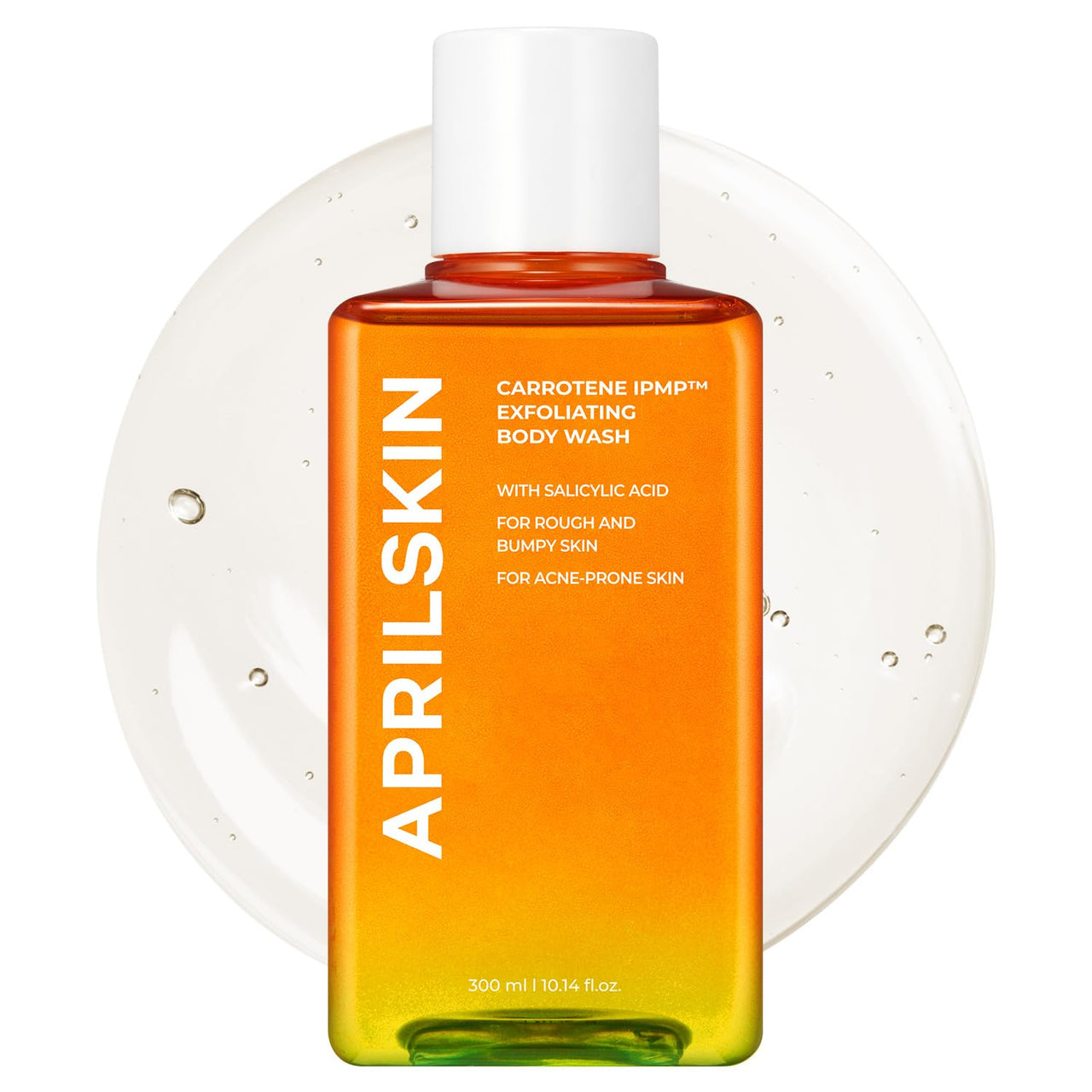 APRILSKIN Carrotene IPMP™ Exfoliating Body Wash | Salicylic Acid Body Wash Improve Rough & Bumpy Skin, Body Acne, Keratosis Pilaris with Niacinamide & Ceramides | Vegan & Cruelty-free | 10.14 fl.oz